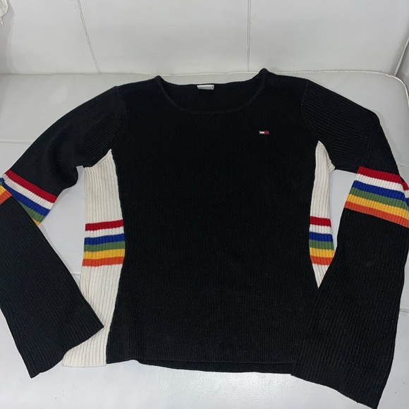 Vintage Y2K Tommy Hilfiger rainbow knit long sleeved sweater - Picture 7 of 8